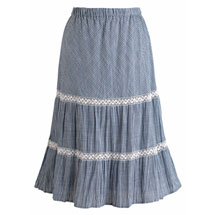 Alternate image Blue And White Stripe Boho Skirt