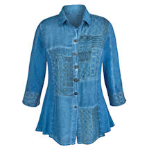 Alternate image Perfectly Poetic Chambray Denim Button Down Tunic