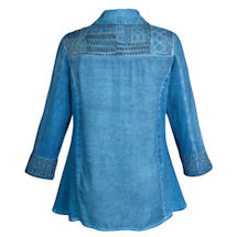 Alternate image Perfectly Poetic Chambray Denim Button Down Tunic