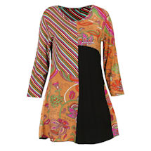 Alternate image Bright City Lights Long Patchwork Tunic Top