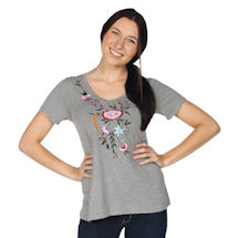 Alternate image for Knit Hi-Lo Floral Embroidered Tunic Top