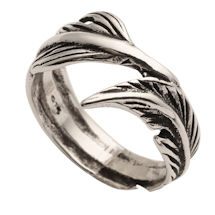 Alternate image Oxidized Sterling Feather Wrap Ring