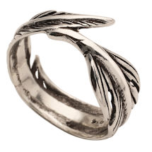 Alternate image Oxidized Sterling Feather Wrap Ring