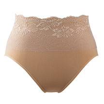 Alternate image Seamless Brief With Lace Overlay