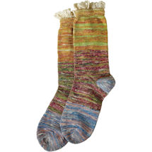 Alternate image Lace-Topped Space-Dyed Crew Socks