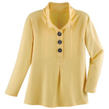 Alternate image 5-Button High-Neck Knit Tunic - Long Sleeve