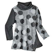 Alternate image Stripe And Dots Knit Cowl Tunic