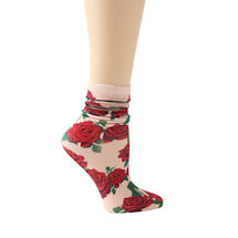 Alternate image Mesh Stripe Floral Socks