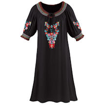 Alternate image Colorful Embroidered Gauze Peasant Dress