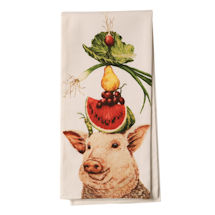 Alternate image Country Critters In Hats Tea Towels - Pig