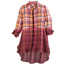Alternate image Ombr&#233; Plaid Button-Front Tunic