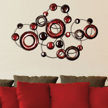 Alternate image for Red Metallic Circles Wall Décor