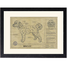 Personalized Framed Dog Breed Architectural Renderings - Goldendoodle