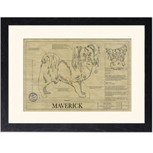 Personalized Framed Dog Breed Architectural Renderings -Papillion