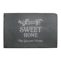 Alternate Image 1 for Personalized 'Home Sweet Home' Stemless Wine Glasses and Slate Cheese Board Set