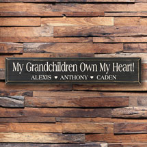 Alternate image Personalized "My Grandchildren Own My Heart!" Wood Wall Art