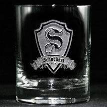 Alternate image Personalized Shield Initial Whiskey Glasses - Set of 2