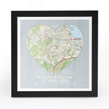 Alternate image for Personalized Single Heart Framed Map Print