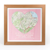 Alternate image Personalized Single Heart Framed Map Print