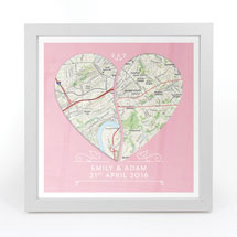 Alternate image for Personalized Joined Hearts Framed Map Print