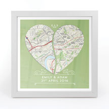 Alternate image for Personalized Joined Hearts Framed Map Print