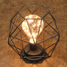 Alternate image Table Desk Accent Lamp - Wire Polygon Sculpture LED Light - 12" H
