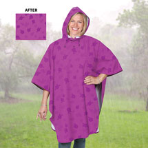 Alternate image for Magic Rose Pattern Water Reveal Rain Poncho - Aster Purple