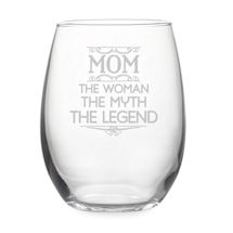 Alternate image for 'Mom: The Woman, The Myth, The Legend' Stemless Wine Glass