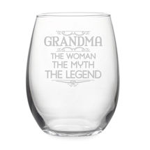 Alternate image "Grandma: The Woman, The Myth, The Legend" Stemless Wine Glass