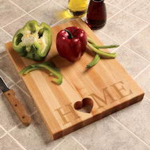 Alternate Image 1 for Words with Boards Maple Hardwood Cutting Board - 'Home' with Hand-Cut Heart Accent