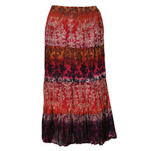 Alternate image Women's Peasant Skirt - Tiered Broomstick Maxi in Rusty Reds