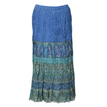 Alternate image Women's Peasant Skirt -Broomstick Maxi in Blues and Green