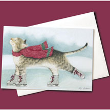 Alternate image Skating Cat Christmas Greeting Cards
