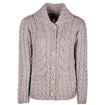 Alternate Image 2 for Ladies Aran Button Cable Knit Cardigan