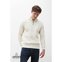 Alternate Image 4 for Men’s Aran Half Zip Sweater