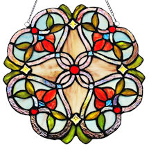 Alternate image for Red Trilliums Stained Glass Panel