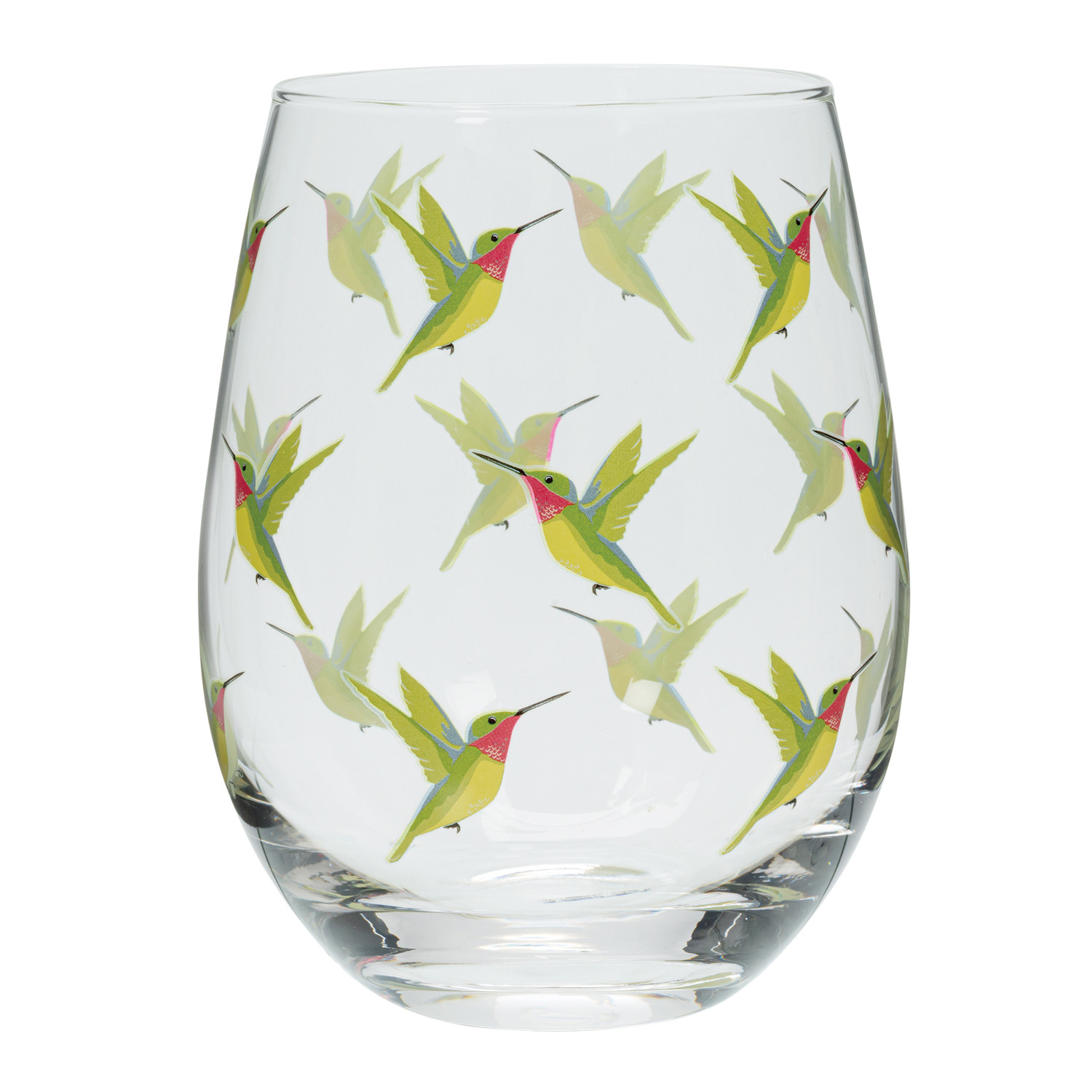 Hummingbird stemless wine glass set of 4