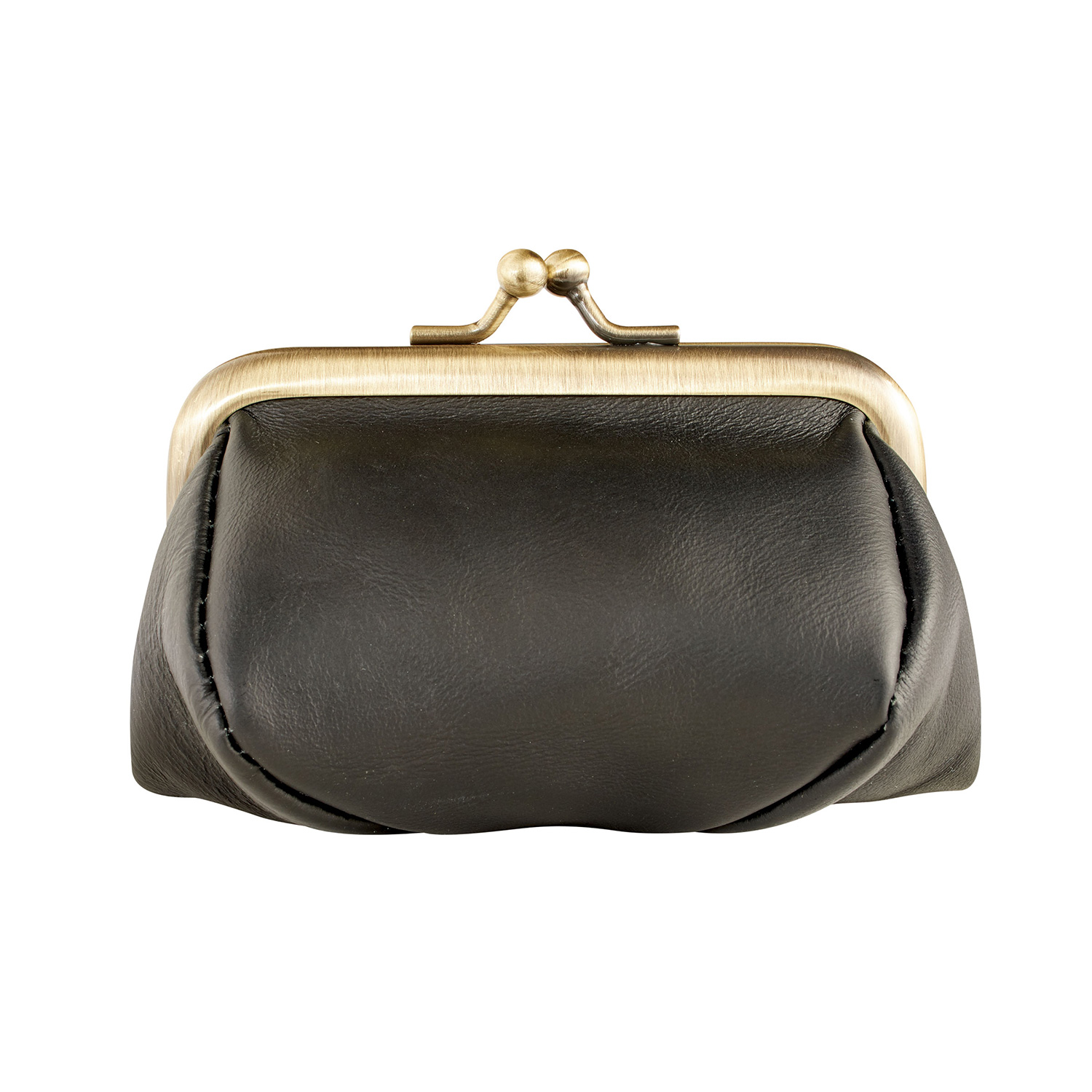 Womens Leather Kiss Lock Coin purse by Improving Lifestyles (BROWN)