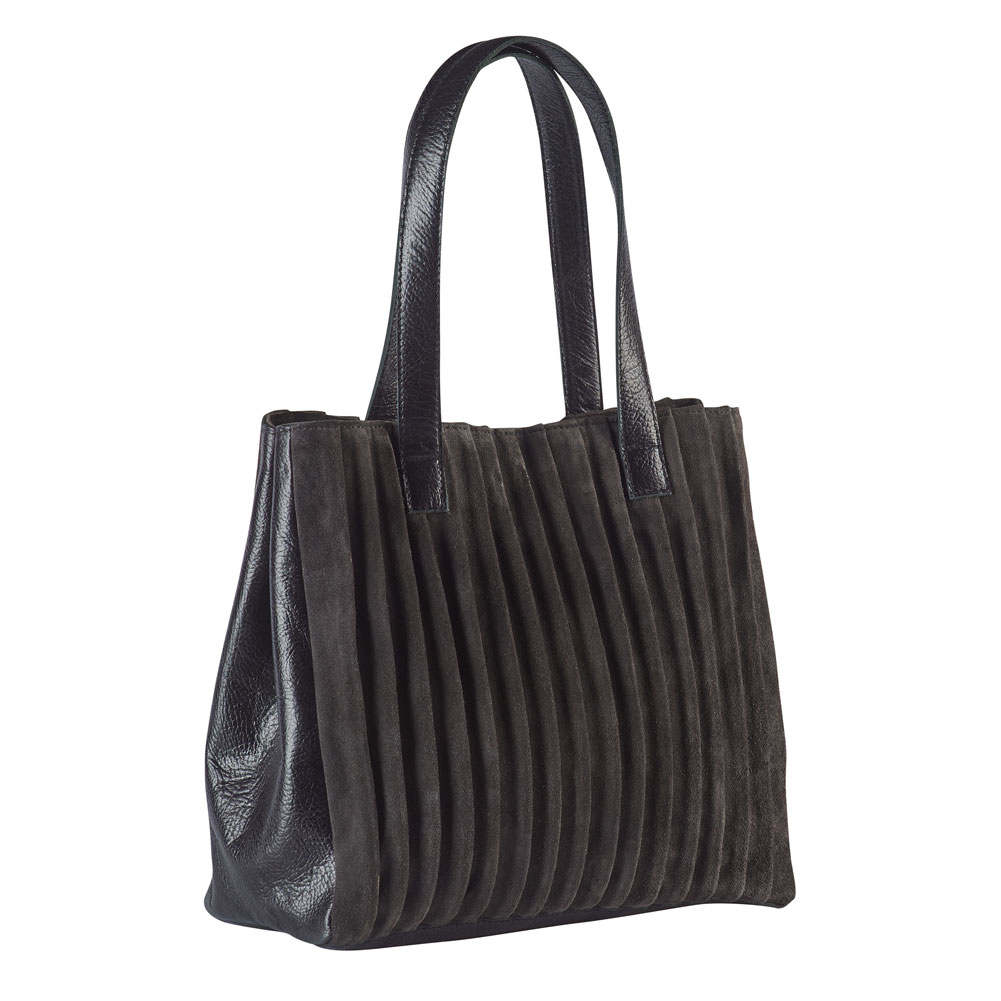 Pleated Suede and Leather Handbag | Signals | HX3107