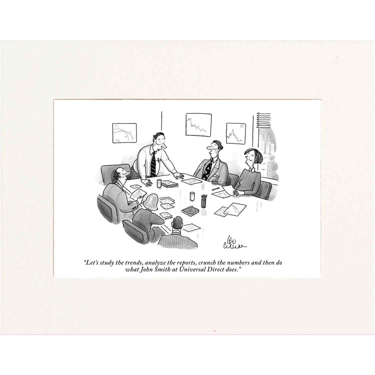 Study the Trends Custom Cartoon - Personalized New Yorker Cartoonist Print  - Matted | 19 Reviews  Stars | Signals | HZ6122
