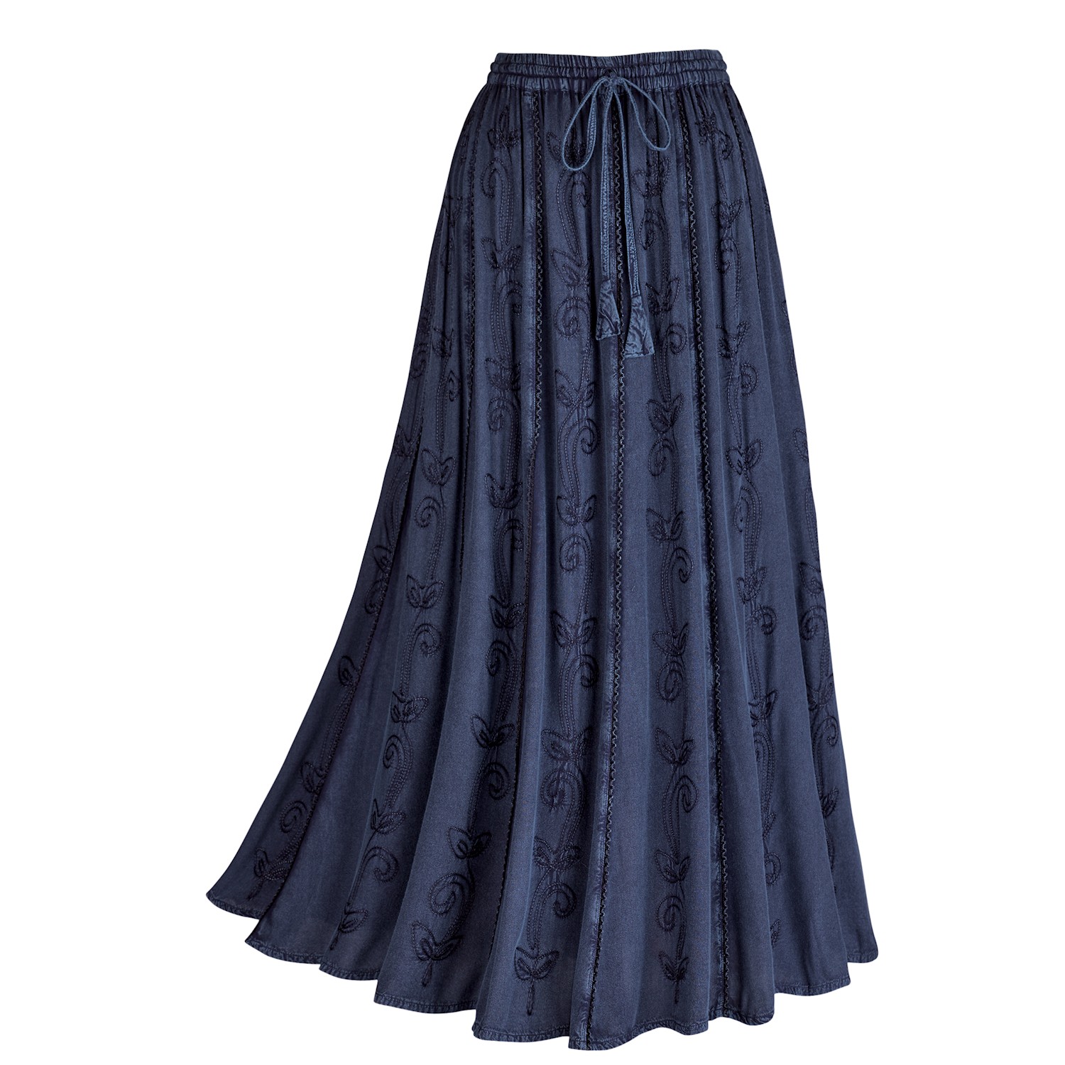 Over-Dyed Enzyme Wash Embroidered Denim Skirt | Signals