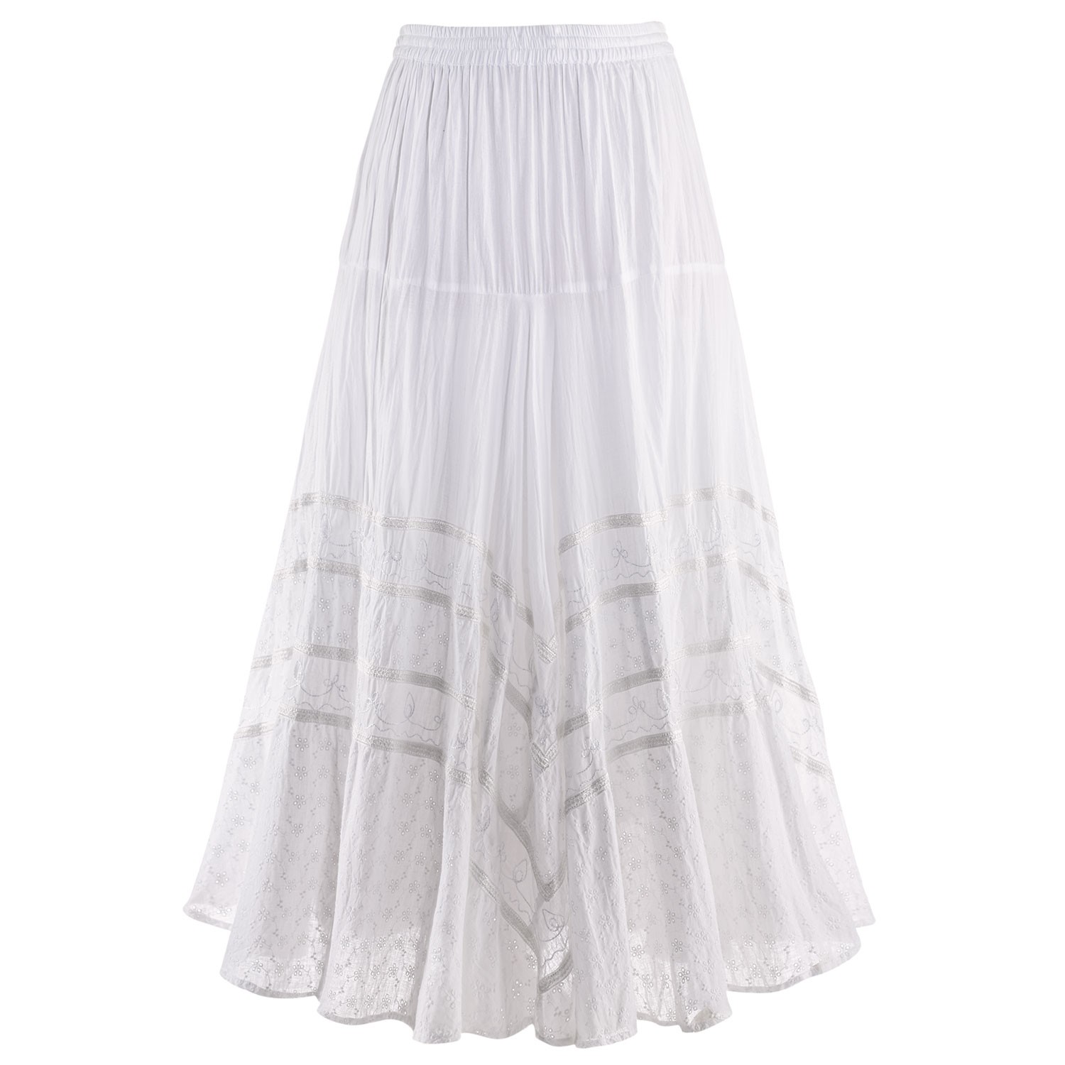 Catalog Classics Women's Embroidered Full Circle Maxi Skirt - White ...