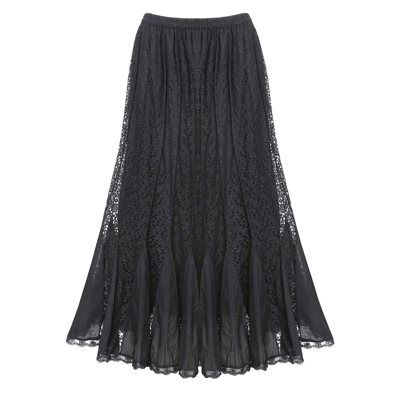 Women's Black Lace Gored Skirt - Fully Lined | Signals | TA4602