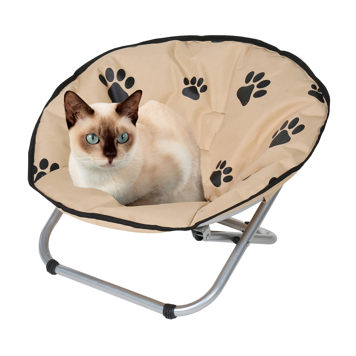 Folding Pet Cot Chair Elevated Cat Bed, Paw Print