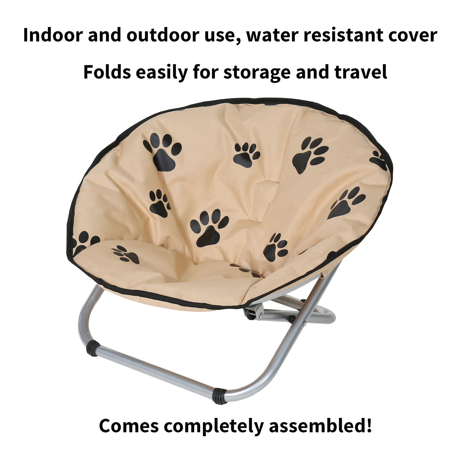 Folding Pet Cot Chair Elevated Cat Bed, Paw Print