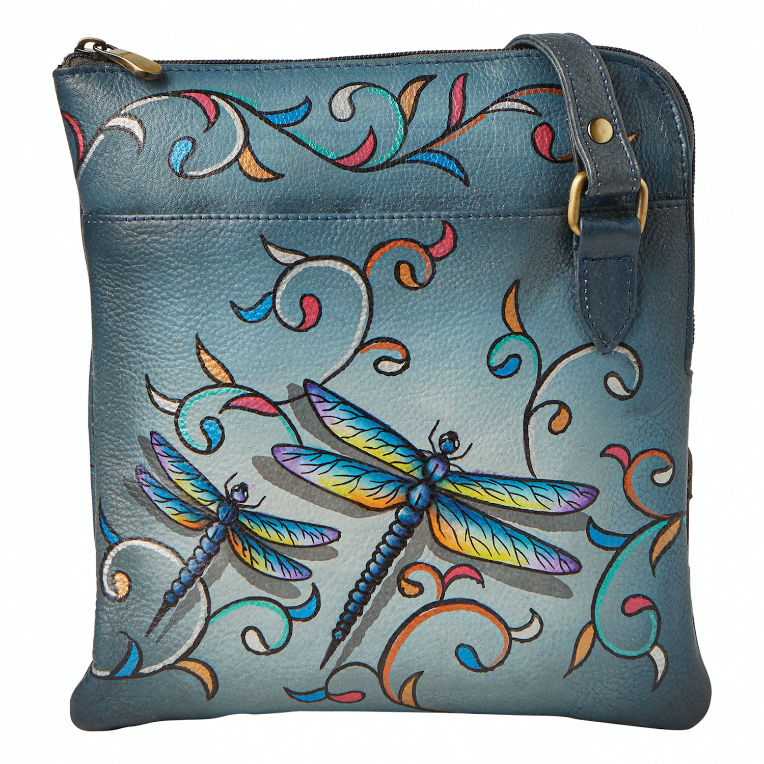 Floriana Hand Painted Dragonfly Shoulder Bag Leather Crossbody Strap Lined Purse | eBay